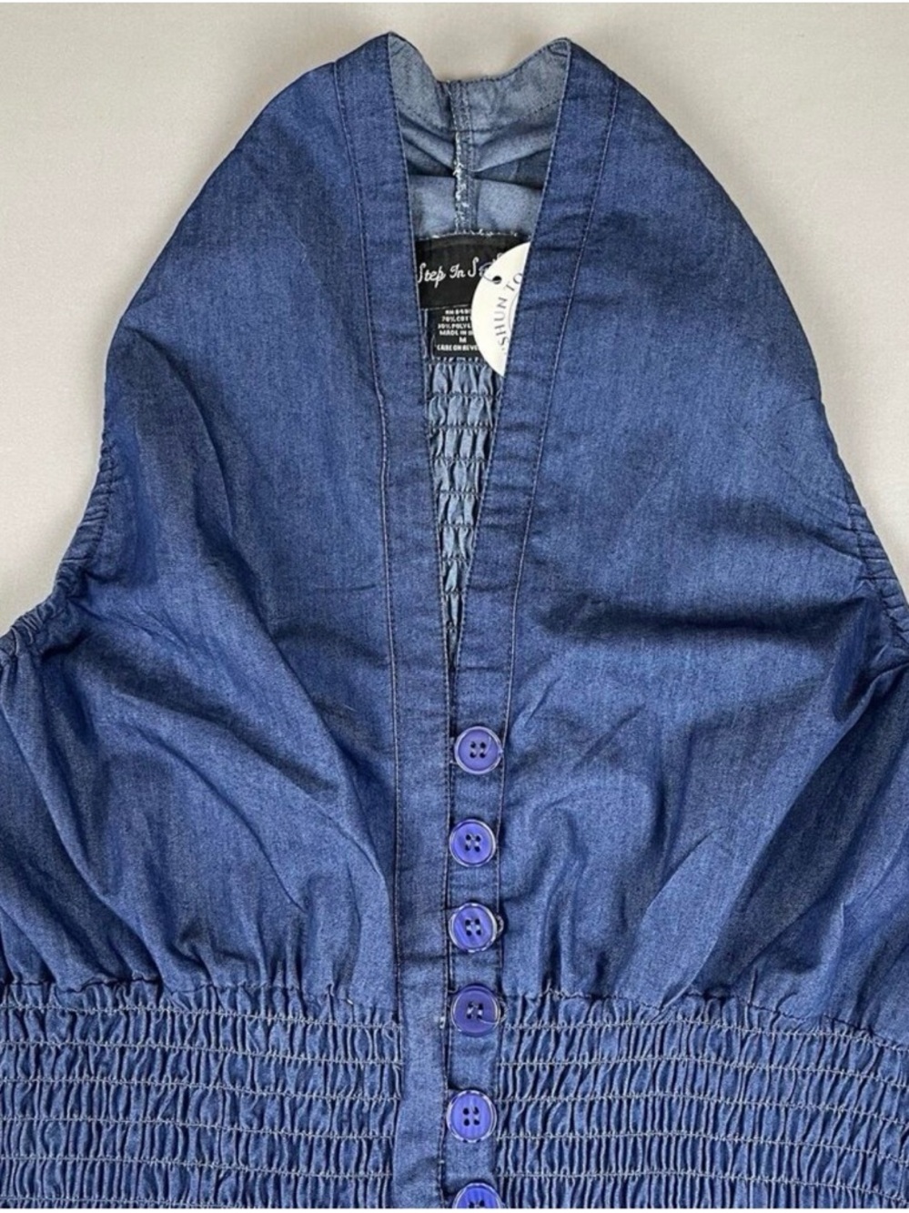 Denim Halter Top Wide Leg
Jumpsuit Women's M Blue Jean
Festival Outfit Boho NEW - Picture 4 of 8